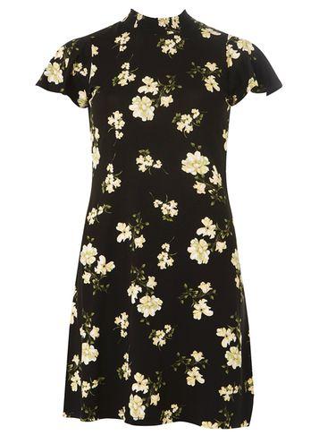 Dorothy Perkins Black Floral High Neck Swing Dress