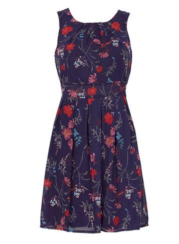 Dorothy Perkins *izabel London Multi Navy Belted Skater Dress