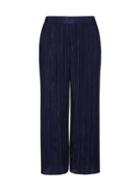 Dorothy Perkins Petite Navy Plisse Cropped Trousers