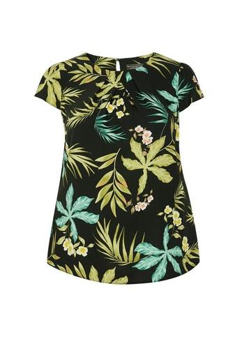 *billie & Blossom Curve Black Palm Print Blouse