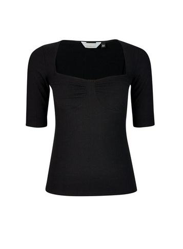 Dorothy Perkins Petite Black Cupped Rib Top