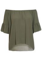 Dorothy Perkins *quiz Khaki Bubble Crepe Bardot Top