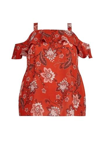 Dorothy Perkins *dp Curve Red Sarasa Print Cold Shoulder Top
