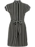 Dorothy Perkins Petite Black Striped Tie Shirt Dress