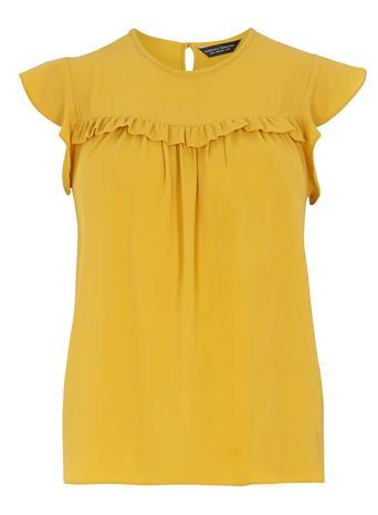 Dorothy Perkins Ocre Ruffle Front Soft Tee