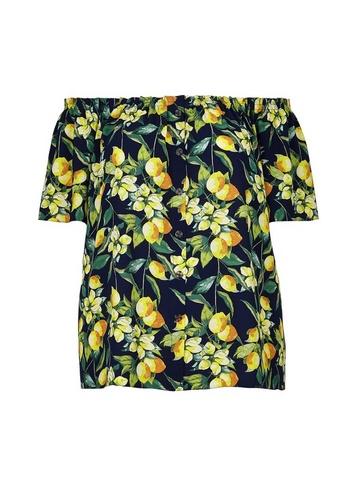 Dorothy Perkins *dp Curve Navy Lemon Print Bardot Top