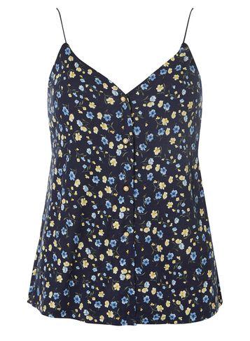 Dorothy Perkins Navy Floral Button Front Camisole Top