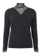 Dorothy Perkins *only Black High Neck Lace Top