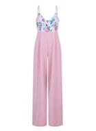 Dorothy Perkins *paper Dolls Pink Floral Print Wide Leg Jumpsuit