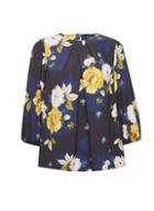 Dorothy Perkins Black And Cobalt Floral Print Top