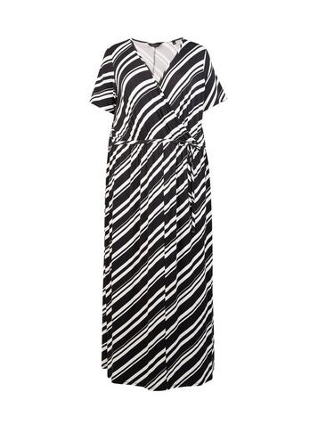 Dorothy Perkins *dp Curve Black Stripe Print Wrap Maxi Dress