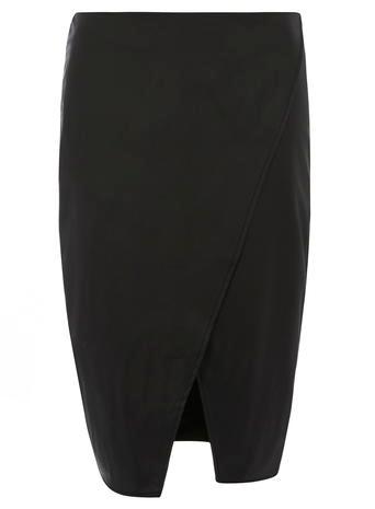 Dorothy Perkins Black Pu Wrap Skirt