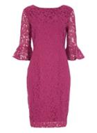 Dorothy Perkins *roman Originals Magenta Frill Sleeve Pencil Dress