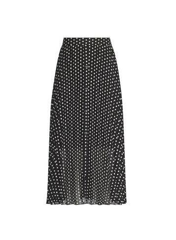 Dorothy Perkins Black Polka Dot Print Button Midi Skirt
