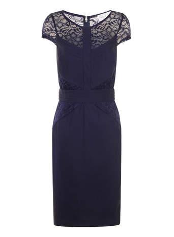 Dorothy Perkins Paper Dolls Navy Lace Insert Bodycon Dress