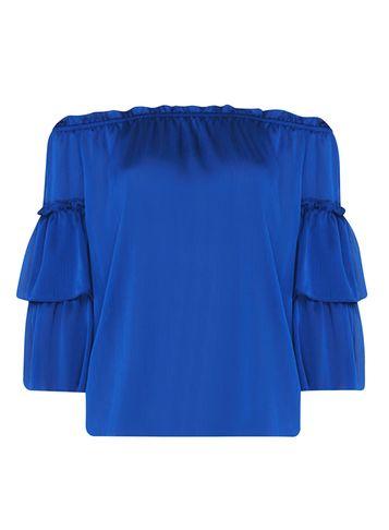 Dorothy Perkins Cobalt Bardot Ruffle Sleeve Top