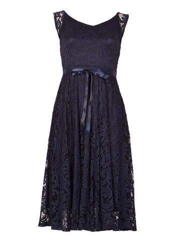 *izabel London Navy Lace Midi Fit And Flare Dress