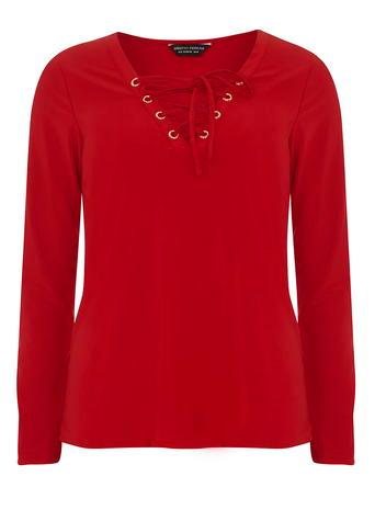 Dorothy Perkins Red Lace Up Eyelet Top