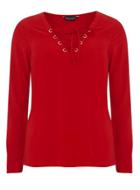 Dorothy Perkins Red Lace Up Eyelet Top