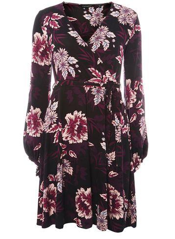 Dorothy Perkins Black Floral Print Wrap Dress