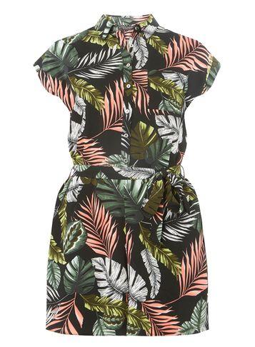Dorothy Perkins Multicoloured Leaf Print Shirt Playsuit