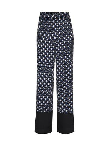 Dorothy Perkins *blue Geometric Print Gold Ring Palazzo Trousers