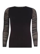 Dorothy Perkins Black Mesh Sleeve Top