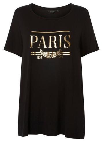 Dorothy Perkins *dp Curve Black 'paris' Motif T-shirt