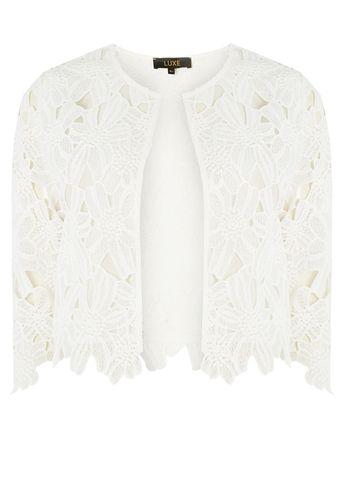 Dorothy Perkins *luxe White Lace Cropped Jacket
