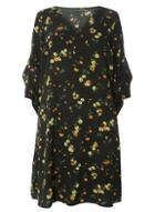 Dorothy Perkins *dp Curve Black Floral Print Tuck Sleeve Skater Dress