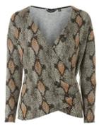 Dorothy Perkins Neutral Snake Print Wrap Top