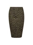 Dorothy Perkins Petite Khaki Leopard Print Pencil Skirt