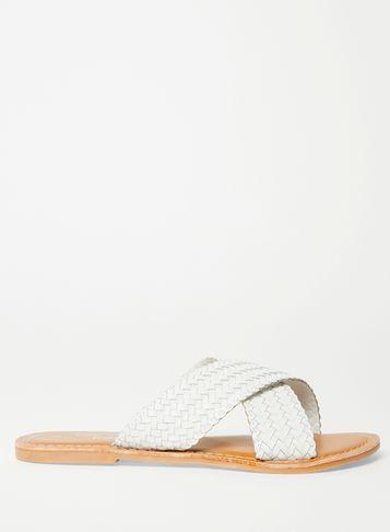 Dorothy Perkins White Leather Barbados Mule Sandals