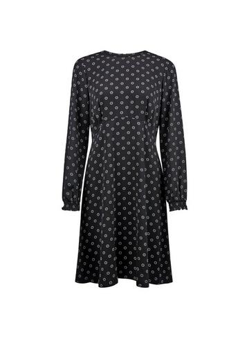 Dorothy Perkins Black Empire Geometric Print Pleat Dress