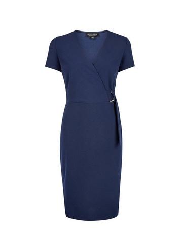 Dorothy Perkins Navy D-ring Wrap Pencil Dress