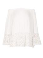 Dorothy Perkins *voulez Vous White Bardot Lace Hem Top