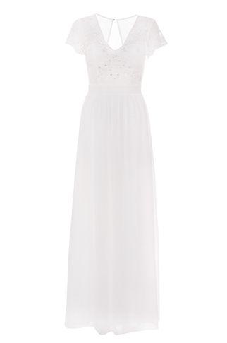 Dorothy Perkins *quiz White Chiffon Cap Sleeve Maxi Dress