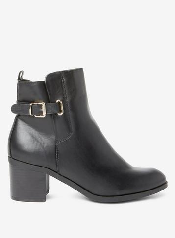 Dorothy Perkins Black Arena Buckle Heel Boots