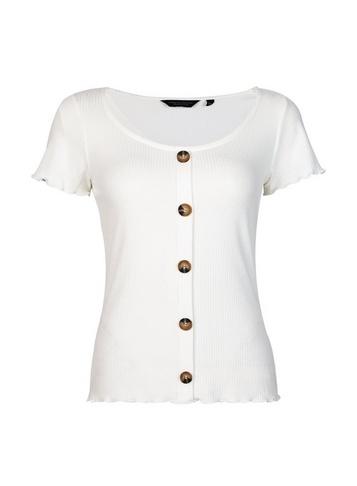Dorothy Perkins Ivory Ribbed Lettuce Edge Top