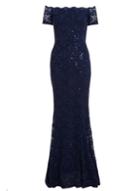 *quiz Navy Sequin Bardot Maxi Dress