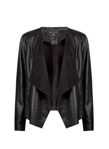 Dorothy Perkins Black Pu Waterfall Jacket
