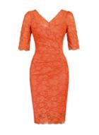 *jolie Moi Coral Scalloped Lace Dress