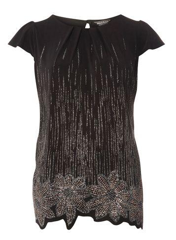 Dorothy Perkins * Billie & Blossom Black Glitter Border Shell Top
