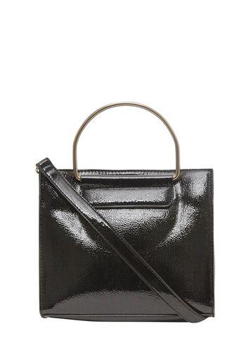 Dorothy Perkins Black Patent Metal Handle Tote Bag