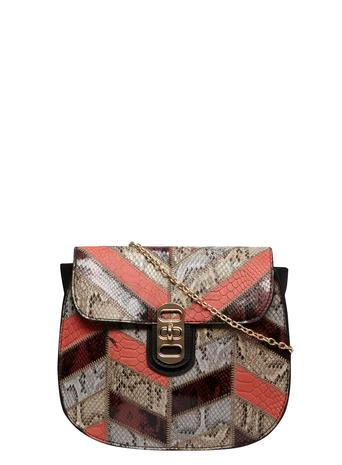 Dorothy Perkins Red Mix Patchwork Saddle Bag