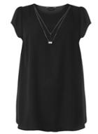 Dorothy Perkins Dp Curve Black Wrap Back Top With Necklace