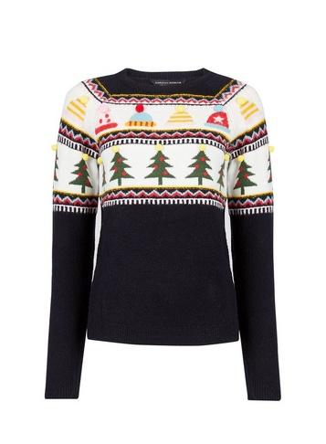 Dorothy Perkins Navy Pom Pom Hat Pattern Christmas Jumper