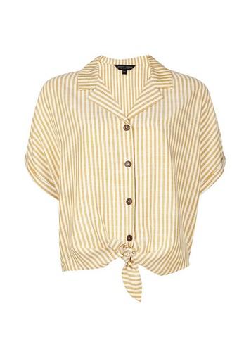 Dorothy Perkins Yellow Stripe Tie Front Shirt