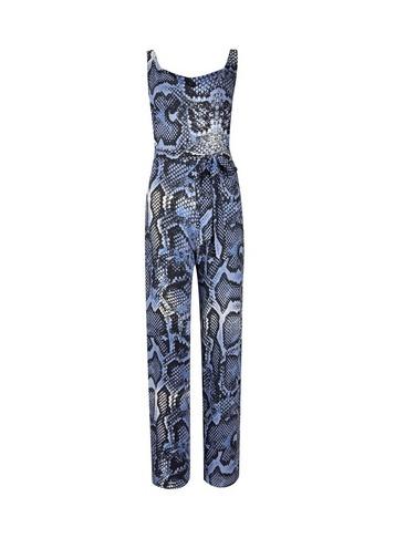 Dorothy Perkins Blue Snake Print Belt Jumpsuit