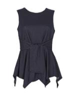 Dorothy Perkins *izabel London Navy Tie Detail Drape Top